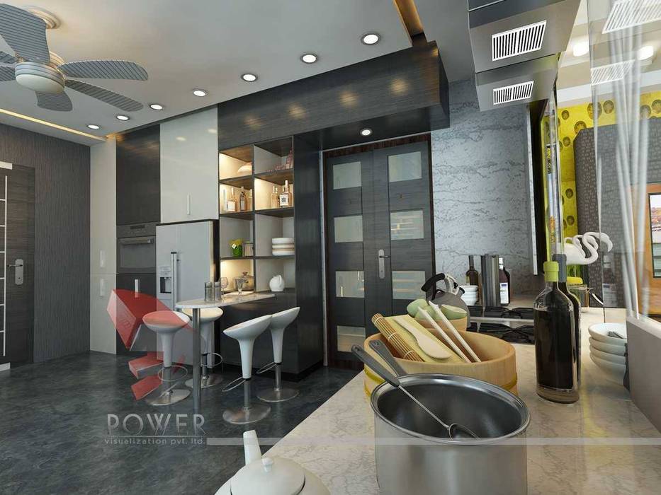 Modern Kitchen Elegant Dining, 3D Power Visualization Pvt. Ltd. 3D Power Visualization Pvt. Ltd. ห้องครัว