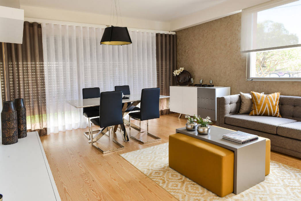 Apartamento T1 – Estoril, IDEIAS DE INTERIORES IDEIAS DE INTERIORES Salas de estar modernas