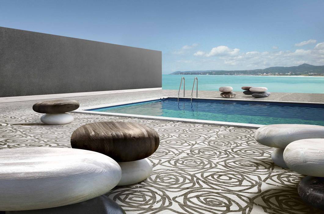 External Swimming Pool covering and seats Kreoo Modern Pool Marble Pool