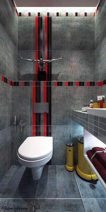 Сан узлы с плиткой иммитирующей бетон, Your royal design Your royal design Industrial style bathroom Ceramic