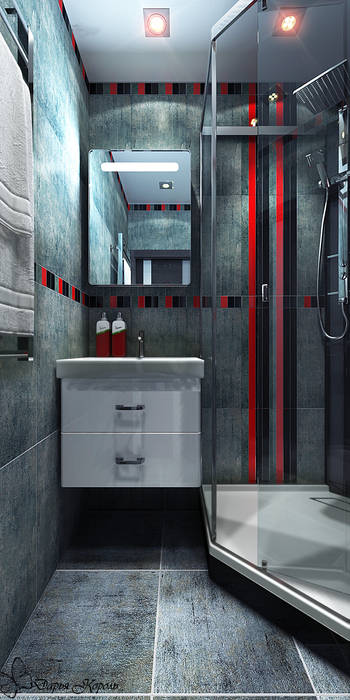 Сан узлы с плиткой иммитирующей бетон, Your royal design Your royal design Industrial style bathroom Concrete