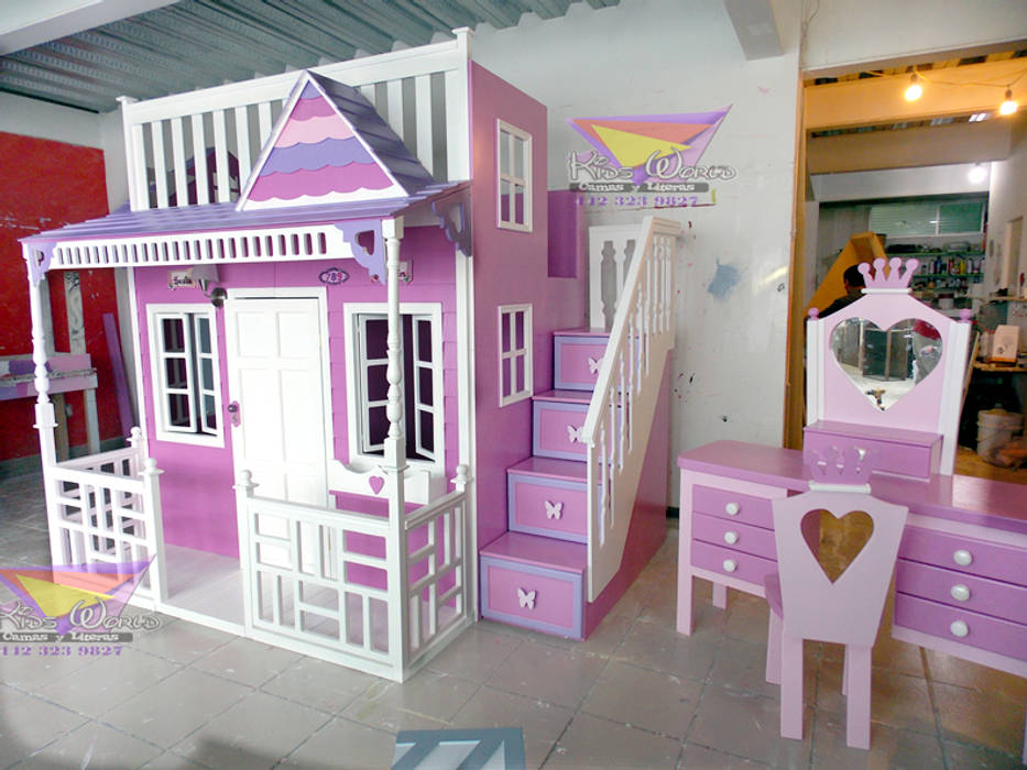 Recamaras para princesas, Kids World- Recamaras, literas y muebles para niños Kids World- Recamaras, literas y muebles para niños Quartos de criança clássicos Derivados de madeira Transparente Camas e berços