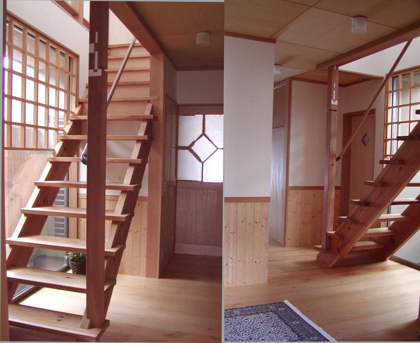 階段 玄関 竹内村上ＡＴＥＬＩＥＲ オリジナルスタイルの 玄関&廊下&階段