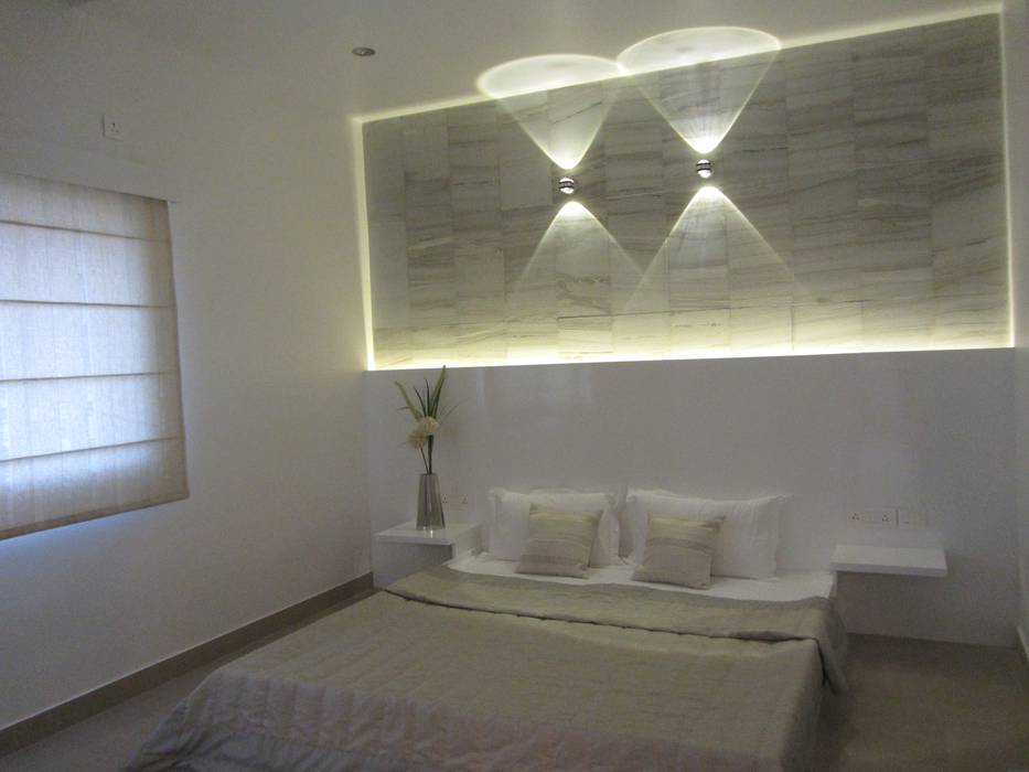 VRR BUILDERS, MOCK UP APARTMENT, BANGALORE. (www.depanache.in), De Panache - Interior Architects De Panache - Interior Architects Modern style bedroom