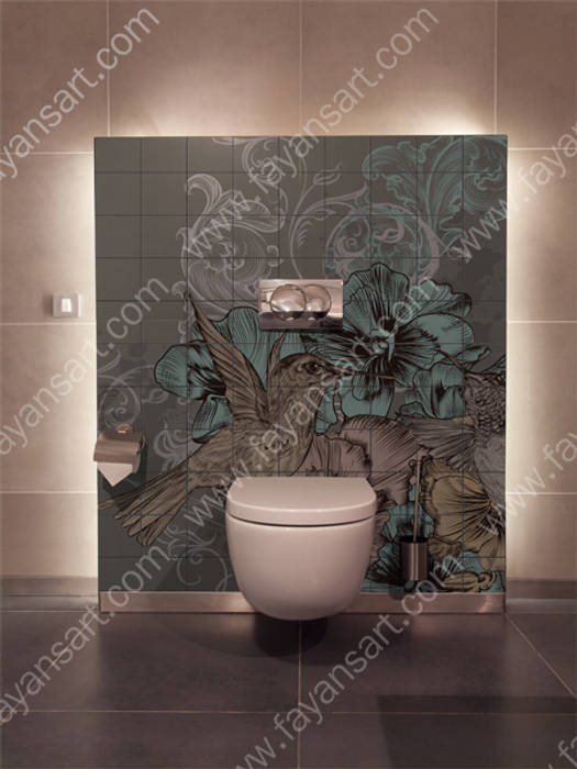 Banyo Duvar Karosu Üzerine Baskı FayansArt Modern Banyo Seramik Dekorasyon
