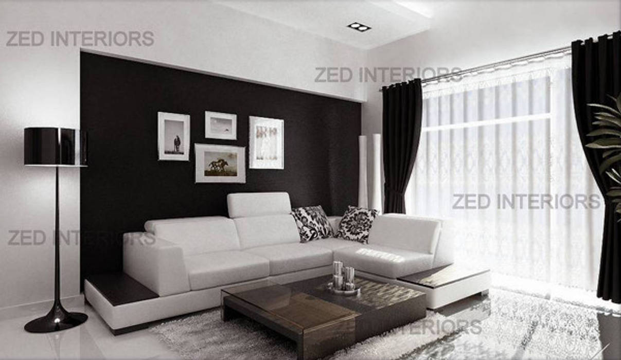 Living Area Designs, ZED Associates Pvt. Ltd. ZED Associates Pvt. Ltd. Modern living room Furniture,Couch,Property,Black,Lighting,Interior design,Rectangle,Table,Living room,studio couch