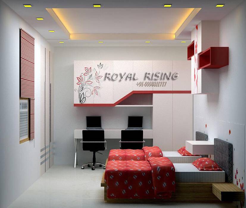 Feel Royal & luxury living in compact & narrow flat space., Royal Rising Interiors Royal Rising Interiors Quartos modernos