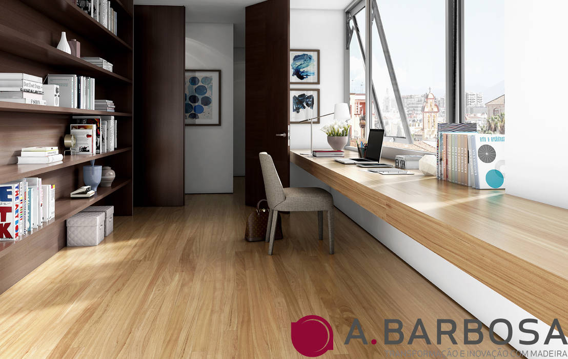 A.Barbosa - Pavimentos maciços, A.Barbosa A.Barbosa Study/office Solid Wood Multicolored Storage
