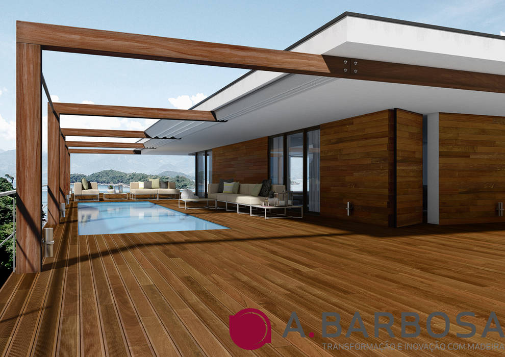 A.Barbosa - Pavimentos maciços, A.Barbosa A.Barbosa Modern pool Solid Wood Multicolored Pool