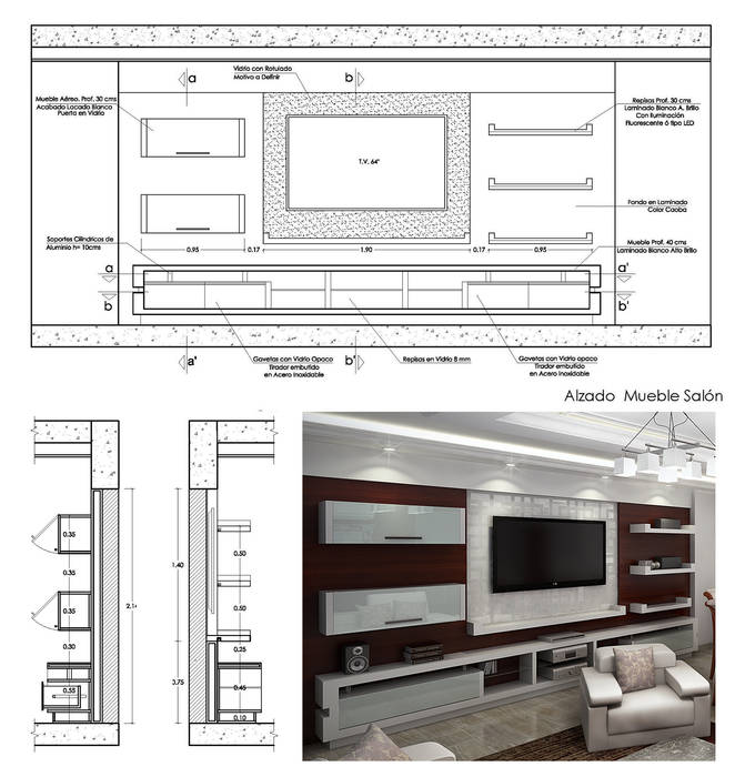 Diseño de Interiores de Apto. Residencial , 5D Proyectos 5D Proyectos Salas de estar modernas