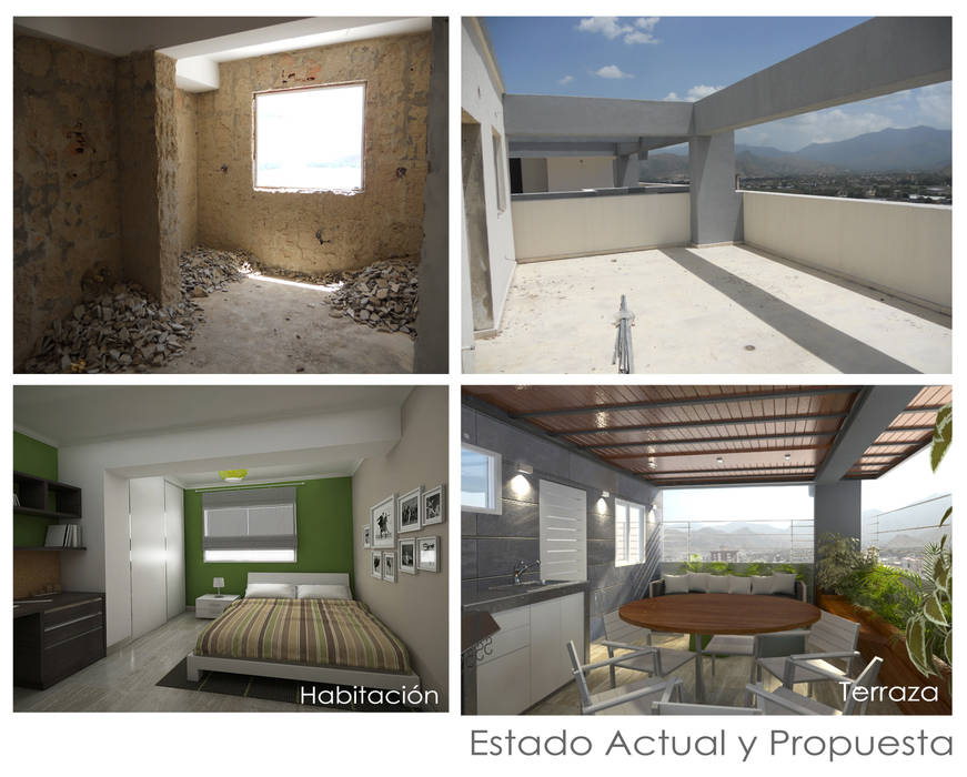 Diseño de Interiores de Apto. Residencial , 5D Proyectos 5D Proyectos Varandas, alpendres e terraços modernos