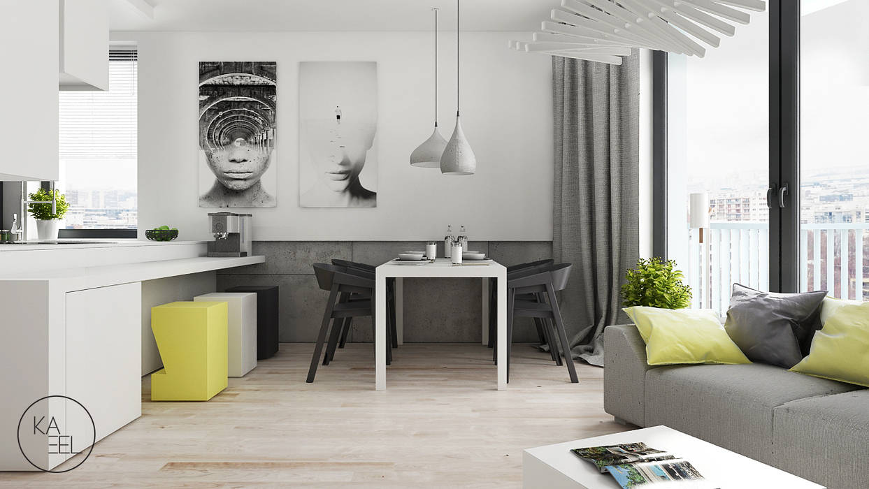 OGRODOWA, KAEL Architekci KAEL Architekci Minimalist dining room Concrete Grey