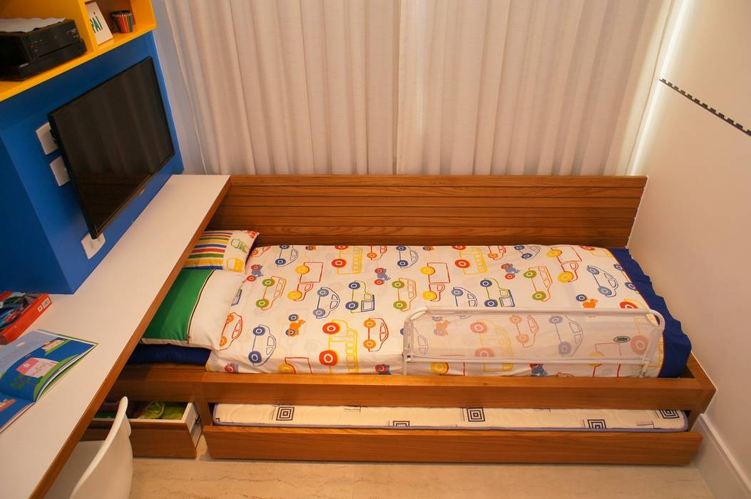Residência Botafogo 03 - Quarto do filho Adoro Arquitetura Quartos de criança modernos Madeira Acabamento em madeira
