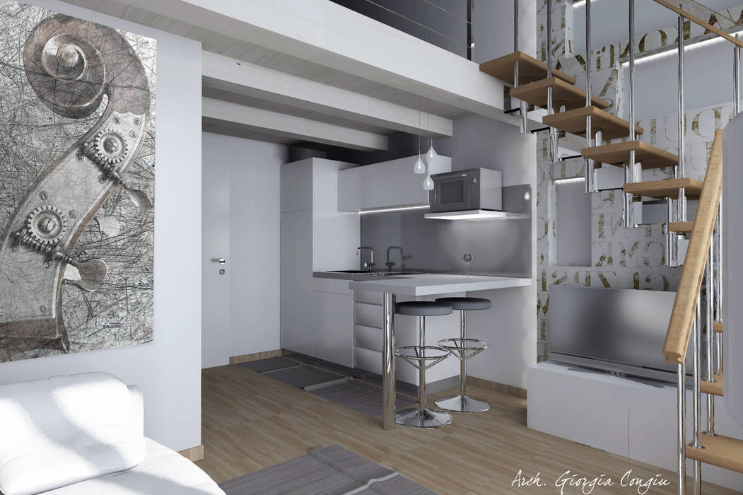 Progetto arredamento di interni mini appartamento, Arch. Giorgia Congiu Arch. Giorgia Congiu Modern kitchen