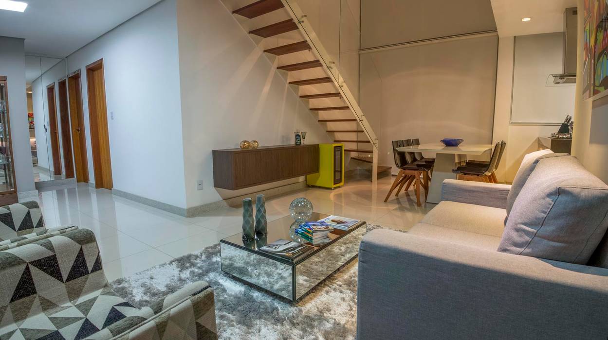 Apartamento Ferreira, Laura Lage Arquitetura e Design Laura Lage Arquitetura e Design Moderne Wohnzimmer