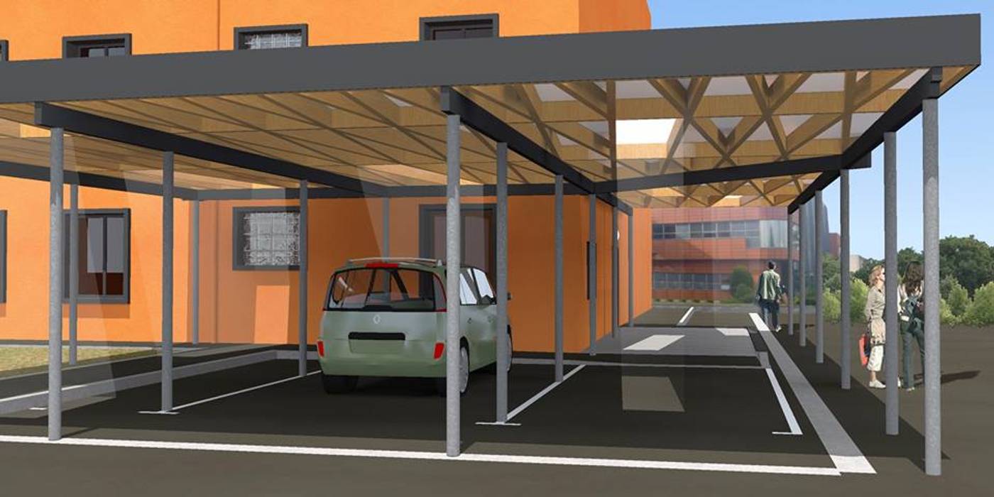 Abris véhicules / Centre Régional de Navigation Aérienne Sud-Ouest / Mérignac 2014, Hanuman Architecture Hanuman Architecture Commercial spaces Airports