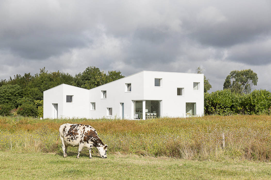 Maison pour un photographe, STUDIO RAZAVI ARCHITECTURE STUDIO RAZAVI ARCHITECTURE Maisons modernes Nuage,Ciel,Plante,Immeuble,Fenêtre,Arbre,Maison,Terrain,Paysage naturel,Gazon