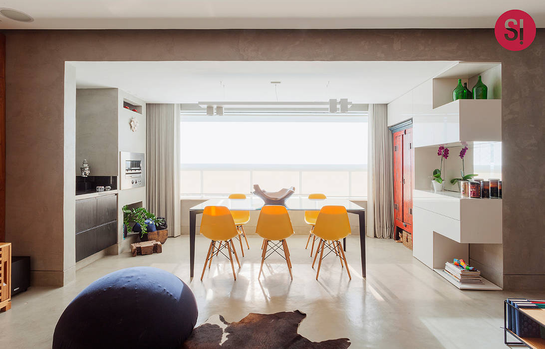 Apartamento CM, Botti Arquitetura e Interiores-Natália Botelho Botti Arquitetura e Interiores-Natália Botelho Comedores de estilo moderno Concreto