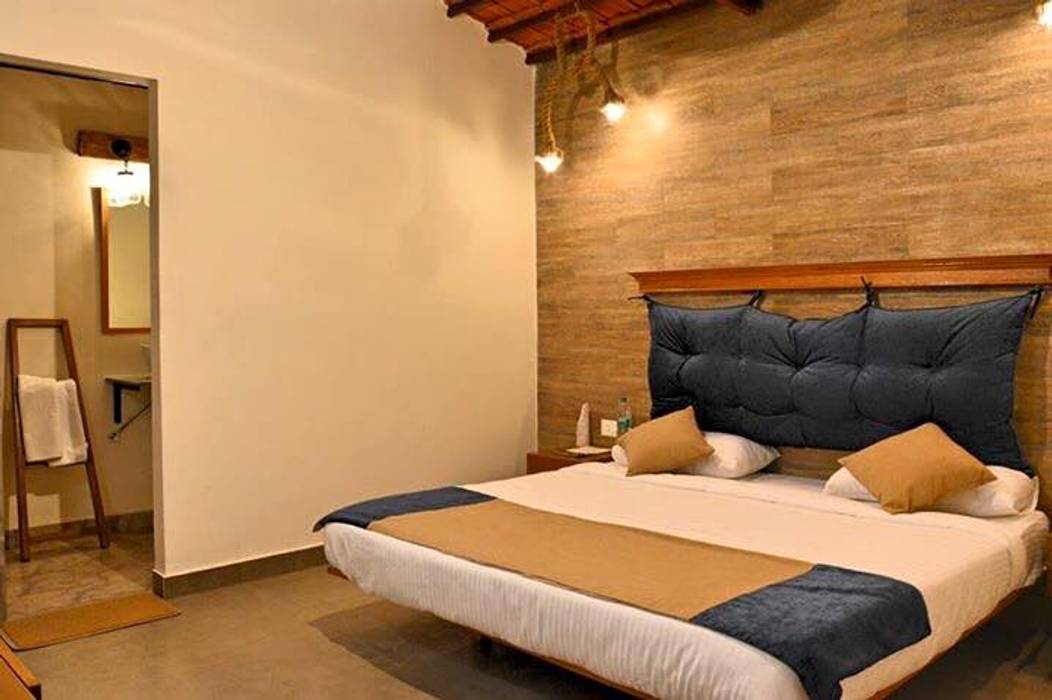 Rishikesh, Studio Ezube Studio Ezube Modern style bedroom Furniture,Property,Building,Comfort,Wood,Bed frame,Pillow,Interior design,Architecture,Flooring