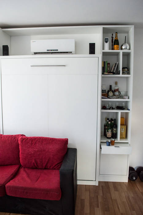 30 m2 - BOEDO - Buenos Aires - Arg, MinBai MinBai Minimalist study/office Wood Wood effect Cupboards & shelving