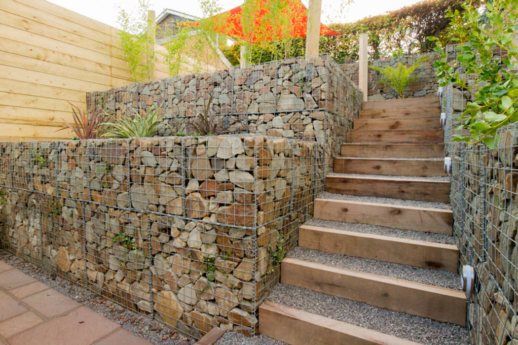 Small garden with a very steep slope yorkshire gardens modern garden