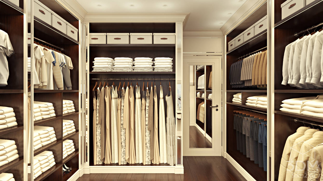 Studiya Vizualizacii I Dizajna Interera 3dm2 クラシックデザインの ドレッシングルーム Homify