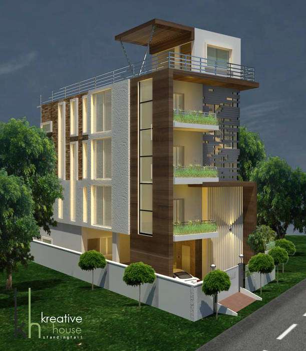 Independent Houses in India, KREATIVE HOUSE KREATIVE HOUSE Casas de estilo moderno Madera maciza Multicolor