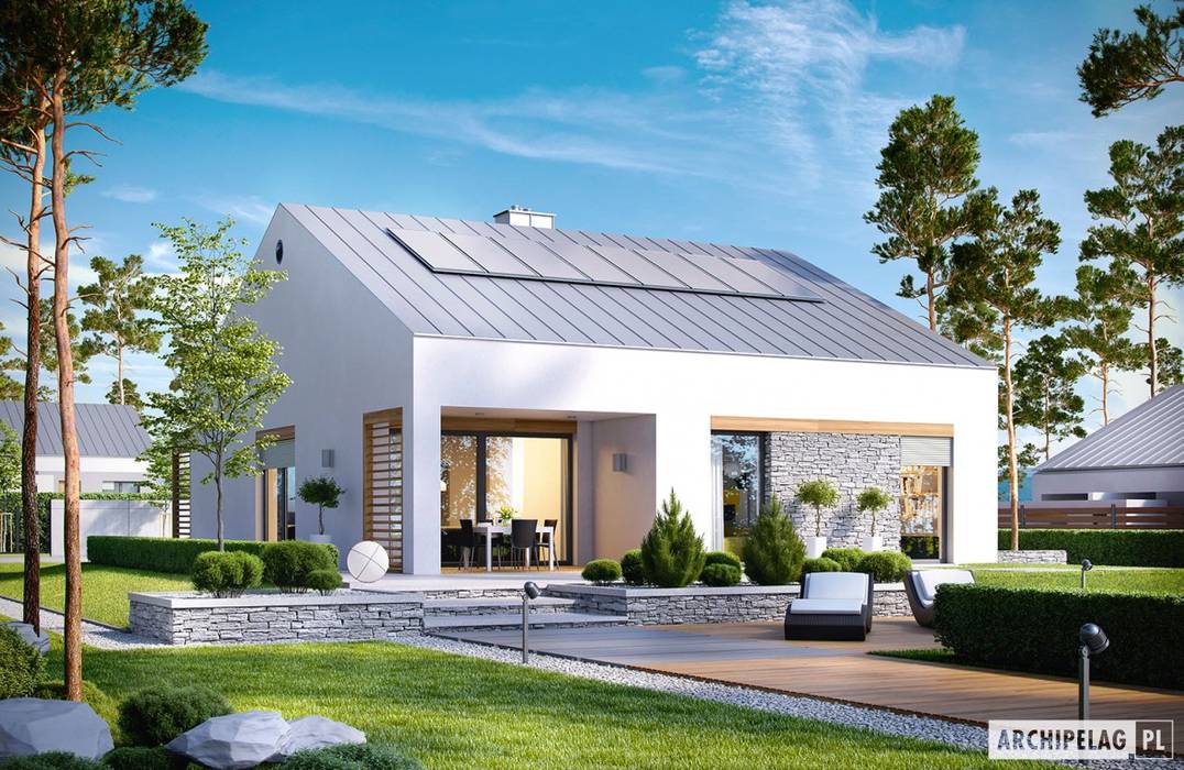PROJEKT DOMU Ralf G1 – nowoczesny i energooszczędny dom do 100 m² Pracownia Projektowa ARCHIPELAG Nowoczesne domy