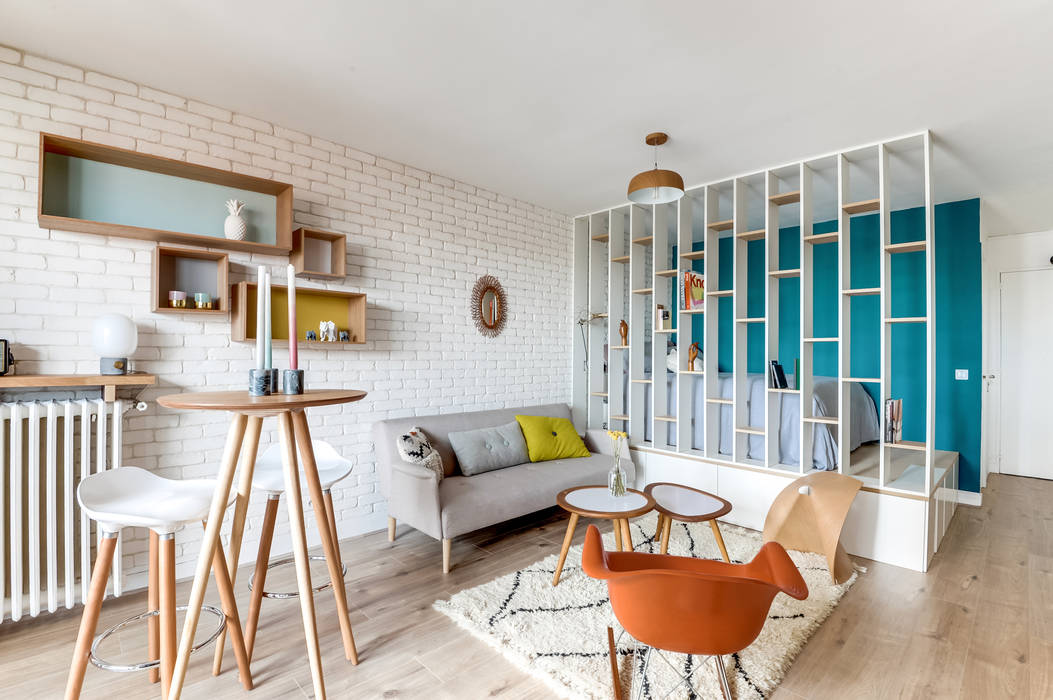 PROJET VOLTAIRE, Agence Transition Interior Design, Architectes: Carla Lopez et Margaux Meza, Transition Interior Design Transition Interior Design Livings de estilo moderno