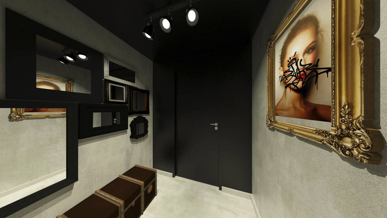 STUDIO BRANZARO Couloir, entrée, escaliers modernes Noir