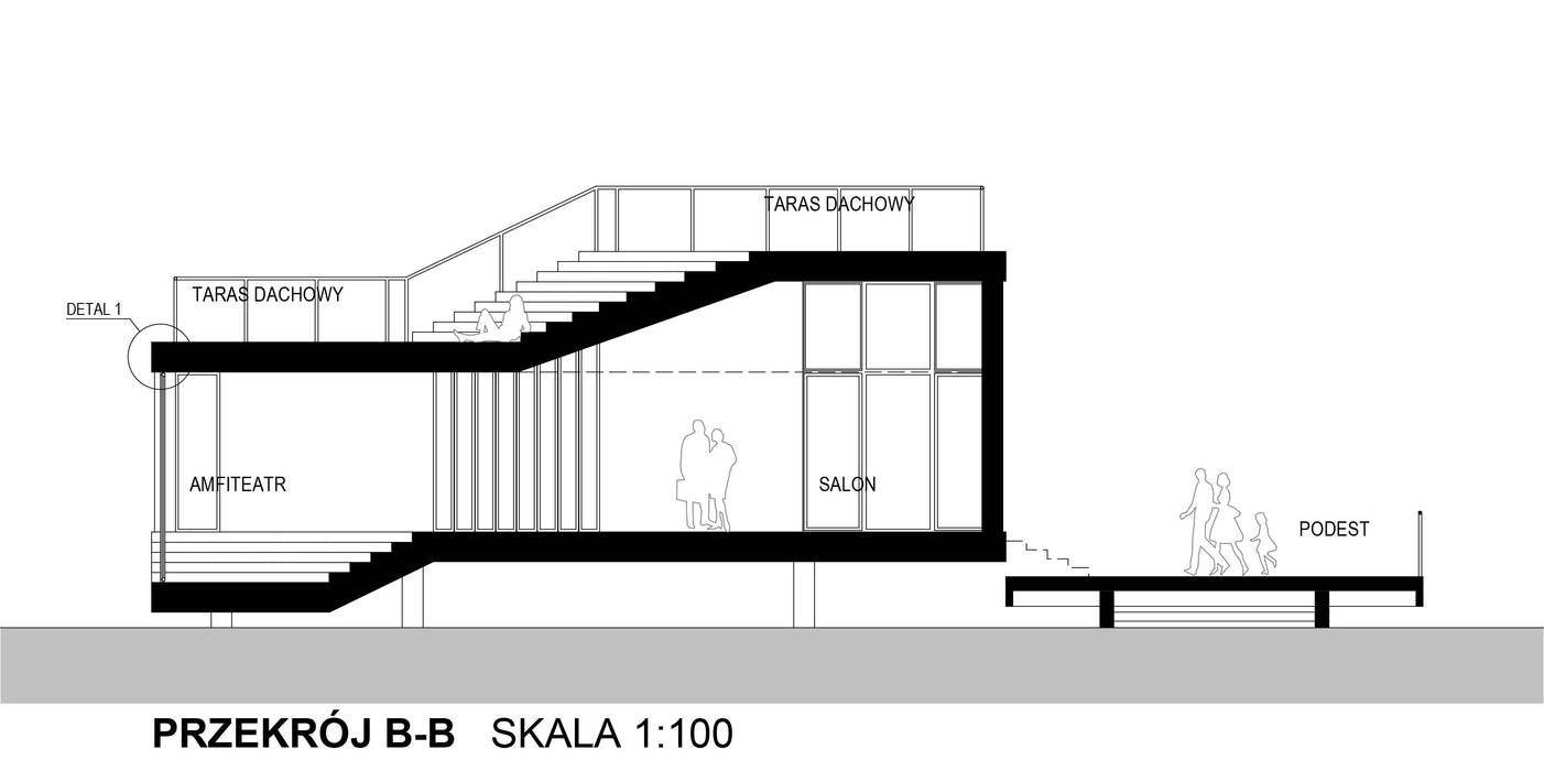 Dom Latający Dywan - przekrój poprzeczny S.LAB architektura Tomasz Sachanowicz