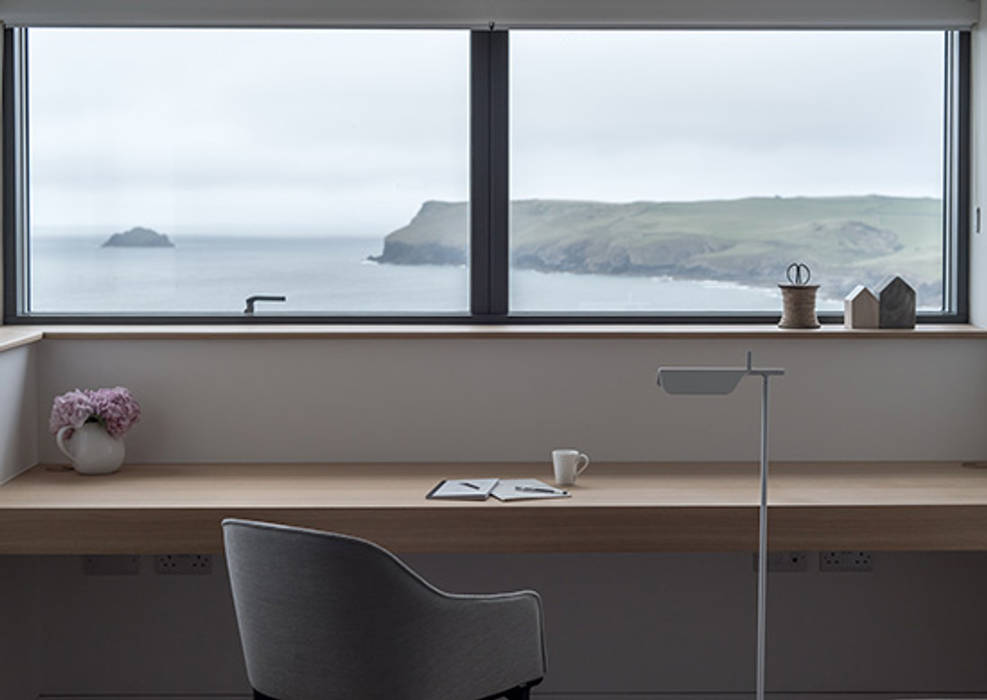 New Contemporary House, Polzeath, Cornwall Arco2 Architecture Ltd Modern Study Room and Home Office Architects Cornwall, architecture Cornwall, arco2 architects, eco friendly architects, sustainable architects, sustainable architecture, architecture by the sea, beach house architecture,