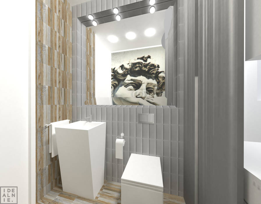 Dom w Banienie k. Gdańska, IDEALNIE Pracownia Projektowa IDEALNIE Pracownia Projektowa Modern style bathrooms