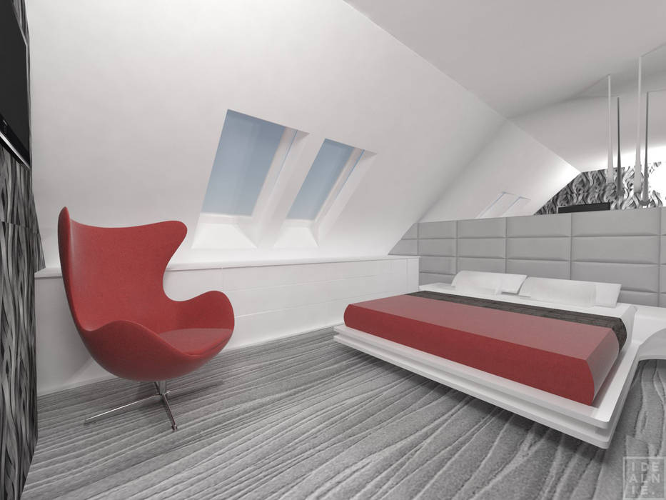Dom w Banienie k. Gdańska, IDEALNIE Pracownia Projektowa IDEALNIE Pracownia Projektowa Modern style bedroom