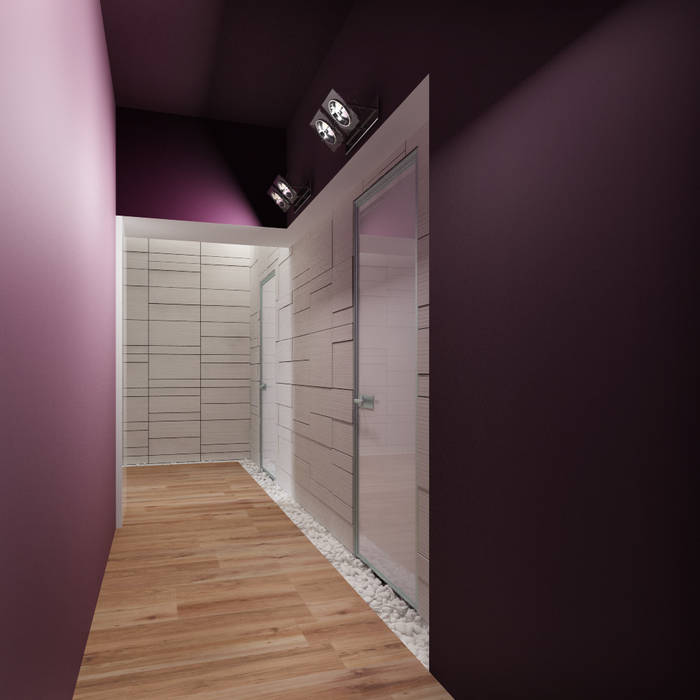 Интерьер дома с винотекой в стиле модерн и шале, A-partmentdesign studio A-partmentdesign studio Minimalist corridor, hallway & stairs MDF