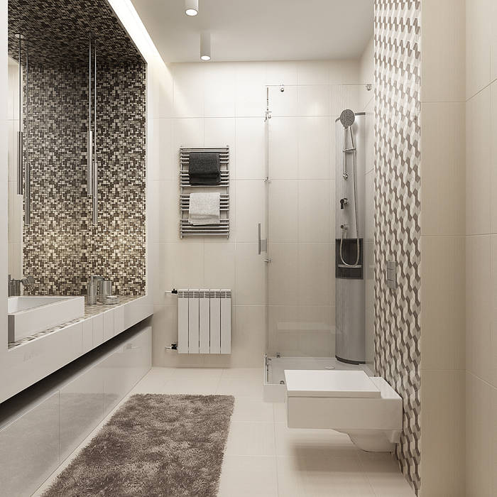 Интерьер дома с винотекой в стиле модерн и шале, A-partmentdesign studio A-partmentdesign studio Minimalist bathroom Ceramic