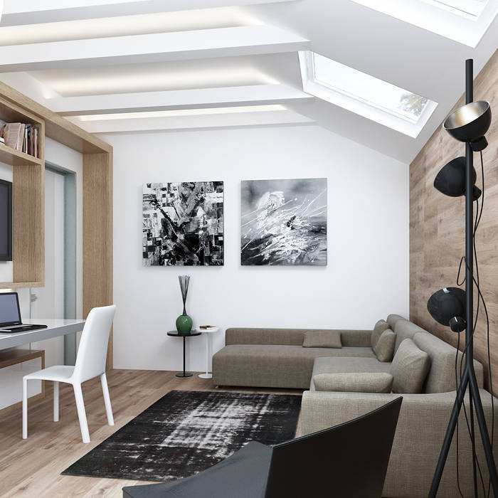 Интерьер дома с винотекой в стиле модерн и шале, A-partmentdesign studio A-partmentdesign studio غرفة نوم الخشب هندسيا Transparent