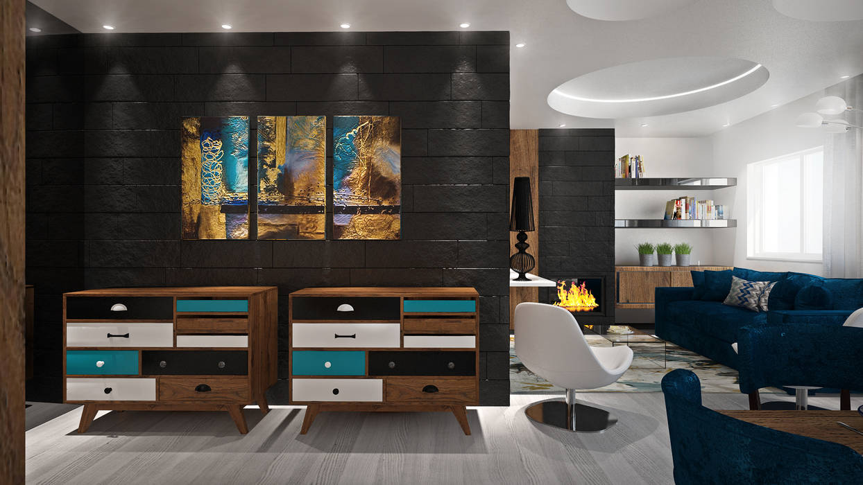 Sala Tiago Martins - 3D Salas de estar modernas