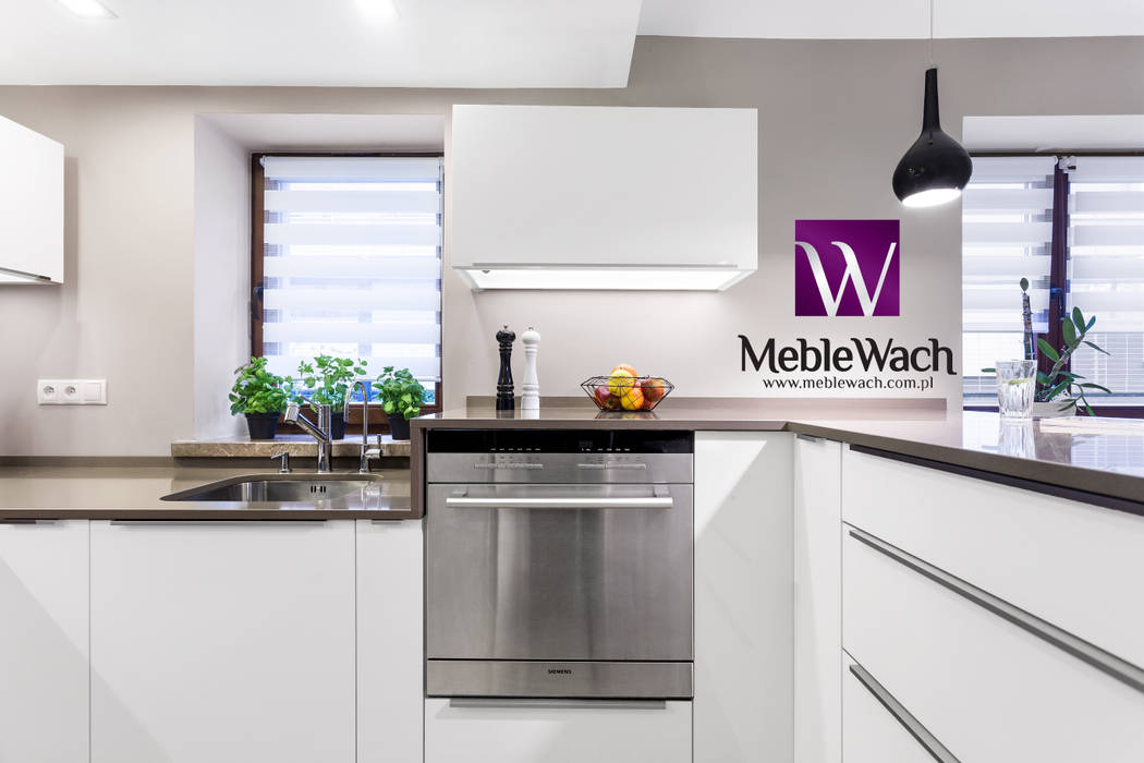REALIZACJA PIASECZNO - DOM RODZINNY, MEBLE WACH MEBLE WACH 現代廚房設計點子、靈感&圖片 MDF 照明