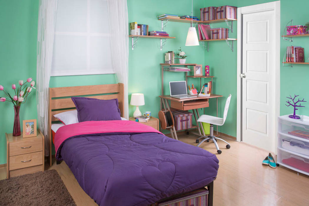 Recámara teen , Idea Interior Idea Interior ห้องนอน แผ่นไม้อัด เตียงนอนและหัวเตียง