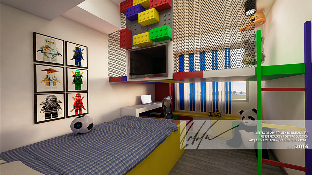 Apartamento Residencial, Arq.AngelMedina+ Arq.AngelMedina+ Minimalist nursery/kids room Wood-Plastic Composite