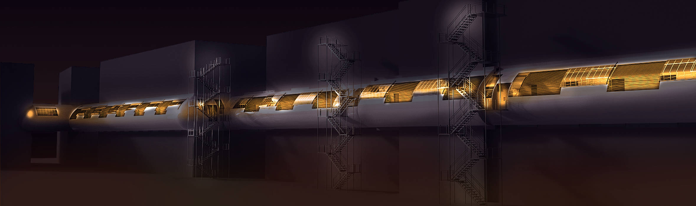 HCG -SERVICE BRIDGE, TECHNO ARCHITECTURE .INC TECHNO ARCHITECTURE .INC Pasillos, vestíbulos y escaleras de estilo industrial Metal