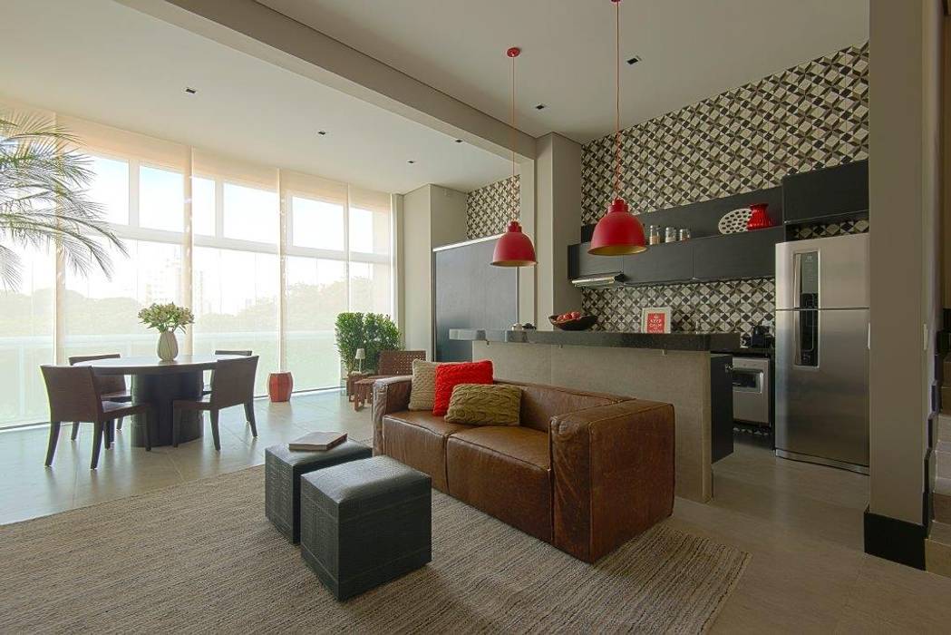 Loft Brooklin, Samaia Arquitetura+Design Samaia Arquitetura+Design Modern living room
