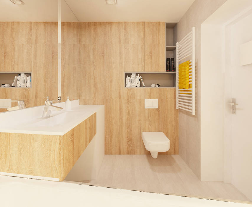 łazienka 1 wersja Ale design Grzegorz Grzywacz Minimalistyczna łazienka