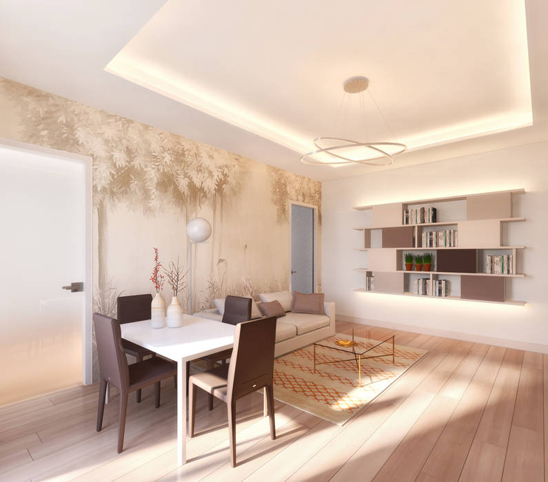 Rendering 3D: appartamento a Milano, NLDigital NLDigital Modern living room