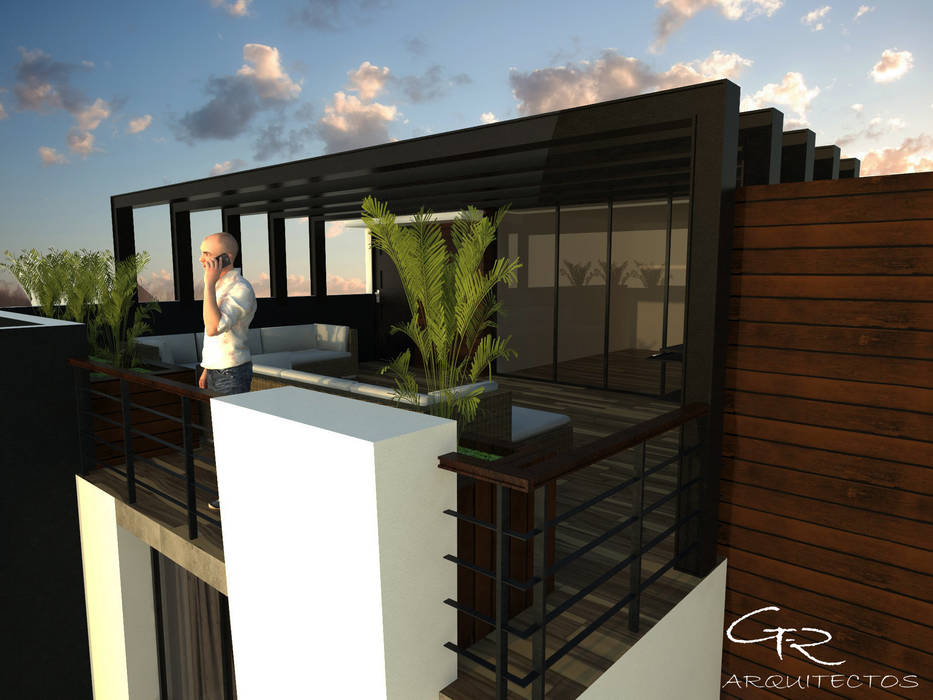 GT-R Arquitectos Minimalist balcony, veranda & terrace