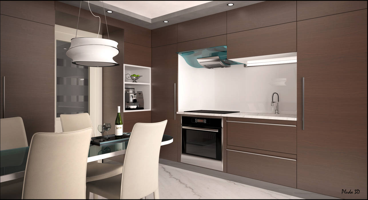 RENDERING 3D - LUXURY RESIDENCE, 2P COSTRUZIONI srl 2P COSTRUZIONI srl Cucina moderna