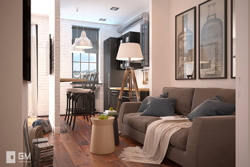 Scandinavian flat, GM-interior GM-interior غرفة المعيشة