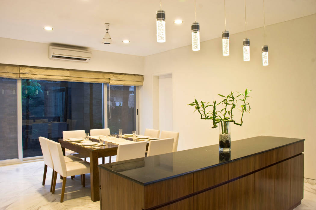 Private Residence at Sopan Baug, Pune Chaney Architects Minimalist dining room