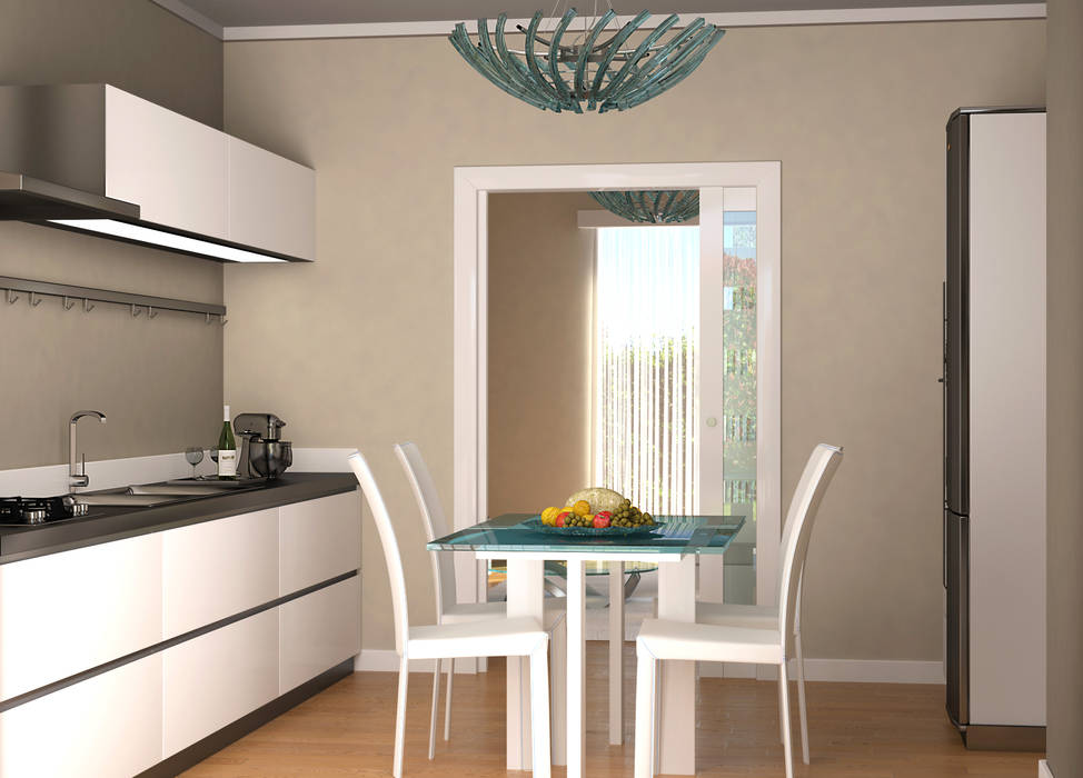 RENDERING 3D - DISPOSIZIONE ARREDO IN AMBIENTI ESISTENTI, 2P COSTRUZIONI srl 2P COSTRUZIONI srl Cucina in stile classico